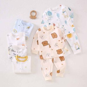 Kids Baby Boys Girls Casual Cute Cartoon Print Home Long Sleeve Top Trousers Set