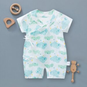 Kids Baby Boys Girls Casual Cute Tiny Flower Print Short Sleeve Romper