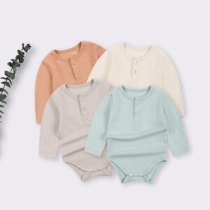 Kids Baby Boys Girls Casual Cute Solid Color Long Sleeve Romper