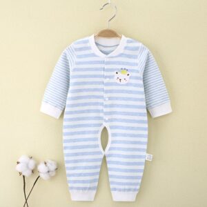 Kids Baby Boys Girls Spring Autumn Casual Cute Stripe Print Long Sleeve Romper