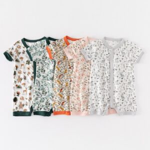 Kids Baby Boys Girls Summer Cute Tiny Flower Print Short Sleeve Romper