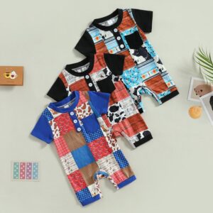 Toddlers Newborn Baby Fashion Boys Short Sleeve Color Matching Romper