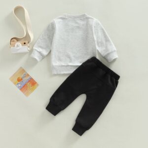 Toddlers Newborn Baby Fashion Boys Long Sleeve Bull Letter Print Top And Pants 2pcs Set