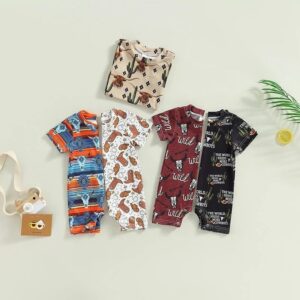 Toddlers Newborn Baby Fashion Boys Short Sleeve Bull Print Romper
