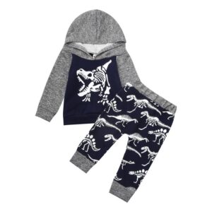 Kids Baby Boy Fashion Dinosaur Sweatshirt T-Rex Set