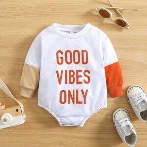 Kids Baby Girl Boy Fashion Letter Print Long Sleeve Romper