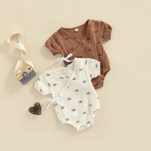 Kids Baby Girl Boy Fashion Little Sun Print Strap Tie Romper