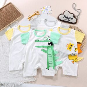 Toddlers Newborn Baby Fashion Girls Boys Casual Short Sleeve Cartoon Print Romper