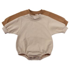 Toddlers Newborn Baby Girls Boys Long Sleeves Solid Color Bodysuit