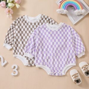 Kids Baby Girl Boy Fashion Check Jumpsuit