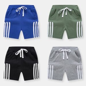 Kids Boys Casual Stripe Elastic Basic Sport Shorts