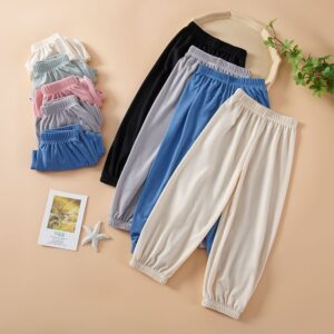 Children Kids Baby Fashion Girl Boys Casual Basic Solid Color Loose Pants