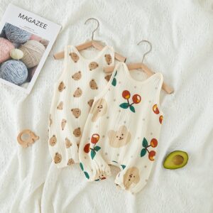 Kids Baby Boys Girls Summer Casual Cute Cartoon Print Sleeveless Romper