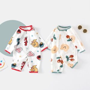 Kids Baby Boys Girls Casual Cute Cartoon Animal Print Long Sleeve Romper