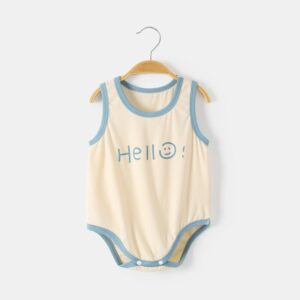 Kids Baby Boys Girls Casual Cute Modal Letters Print Sleeveless Romper
