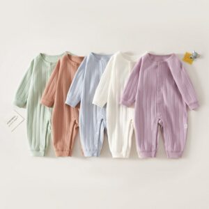 Kids Baby Boys Girls Casual Cute Solid Color Long Sleeve Romper