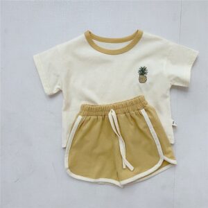 Kids Baby Boys Girls Casual Cute Embroidery Short Sleeve T-Shirt Shorts Set