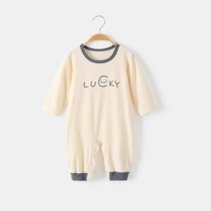Kids Baby Boys Girls Casual Cute Letters Print Long Sleeve Romper
