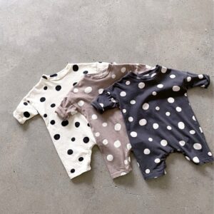 Kids Baby Boys Girls Casual Cute Polka Dot Print Long Sleeve Romper