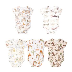 Kids Baby Boys Girls Cute Cartoon Print Short Sleeve V Neck Romper