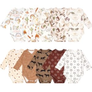 Kids Baby Boys Girls Cute Cartoon Print Long Sleeve V Neck Romper