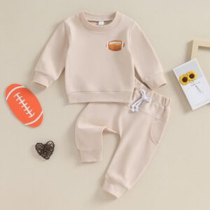 Kids Baby Boys Girls Casual Sports Rugby Print Long Sleeve Round Neck Sweatshirts Trousers Set
