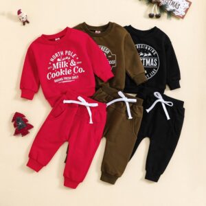 Kids Baby Boys Girls Casual Sports Letters Print Long Sleeve Round Neck Sweatshirts Trousers Set