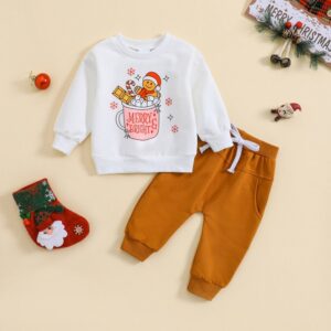Kids Baby Boys Girls Casual Sports Christmas Long Sleeve Round Neck Sweatshirts Trousers Set