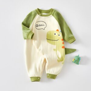 Kids Baby Boys Girls Cute Cartoon Print Long Sleeve Round Neck Romper
