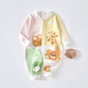 Kids Baby Boys Girls Cute Cartoon Print Long Sleeve Round Neck Romper