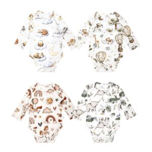 Kids Baby Boys Girls Cute Cartoon Print Long Sleeve Round Neck Romper