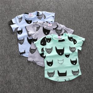 Kids Boys Casual Round Neck Short Sleeve Cartoon All Over Print Loose T-Shirt