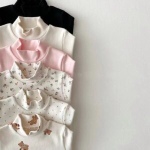Toddlers Newborn Baby Boys Girls Half Turtleneck Long-Sleeved T-Shirt