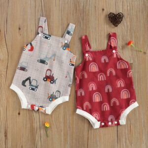 Baby Casual Rainbow Navvy All Over Print Sleeveless Romper