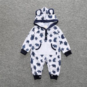 Baby Cute Bear Long Sleeve Hooded Jumpsuit
