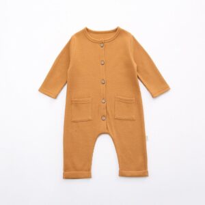 Kids Simple Solid Color Single-breasted Jumpsuit