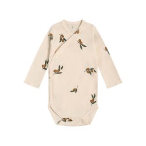 Kids Olive Color Stone Crescent Moon Pattern Romper