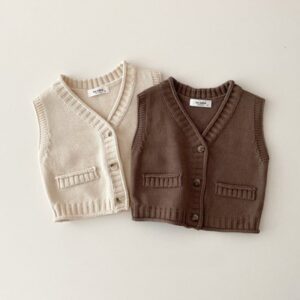 Kids Casual Solid Color Single-breasted Vest