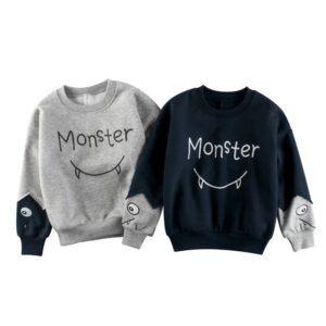 Children Kids Toddlers Boys Patchwork Long Sleeve Monster Sweatshirt
