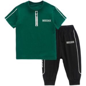 Kids Boys Casual Round Neck Short Sleeve T-Shirt And Shorts Set
