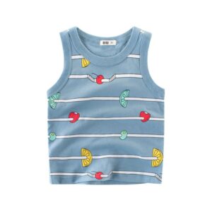 Kids Boys Basic Cartoon Fruit All Over Print Round Neck Sleeveless Casual Vest