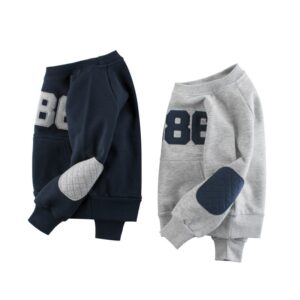 Boys Sporty Round Neck Long Sleeve Letter Pattern Plush Sweatshirt
