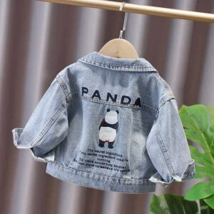 Boys Fashion Panda Letter Pattern Denim Coat