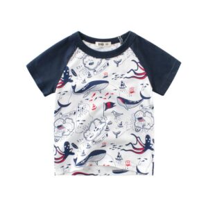 Boys Cute Whale Pattern Casual T-Shirt