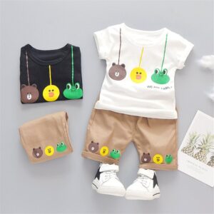 Boys Cute Cartoon Pattern T-Shirt And Shorts Set