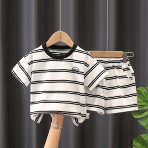 Boys Fashion Striped T-Shirt And Shorts Set