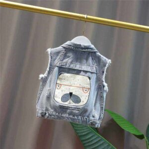 Boys Cute Animal Pattern Denim Vest