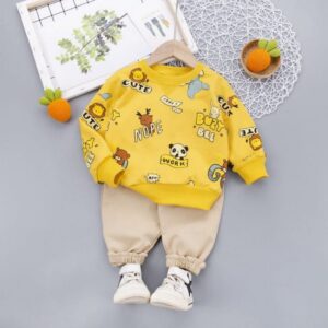 Kids Cartoon Printed Tops And Pants Set