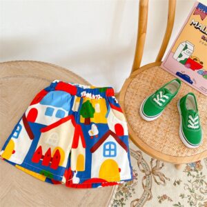 Kids Casual Cute Cartoon All Over Print Comfortable Loose Elastic Shorts
