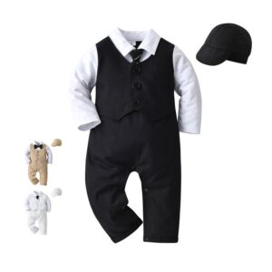 Kids Baby Boys Party British Style Vest Short-Sleeved Lapel Romper